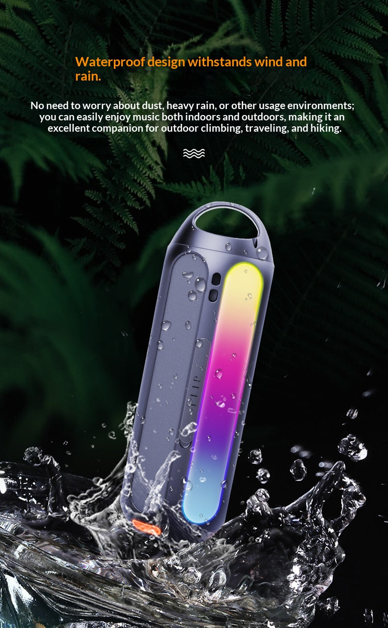 Outdoor Waterproof Bluetooth Speaker — 30W HIFI Sound, BT 5.1, RGB Lights & Solar Charging Option