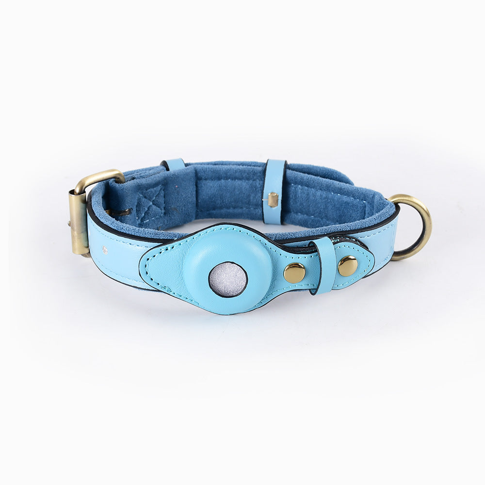 PawShield Leather GPS Tracker Collar Set – AirTag Compatible Dog Collar with Protective Case | 4 Colors, 3 Sizes