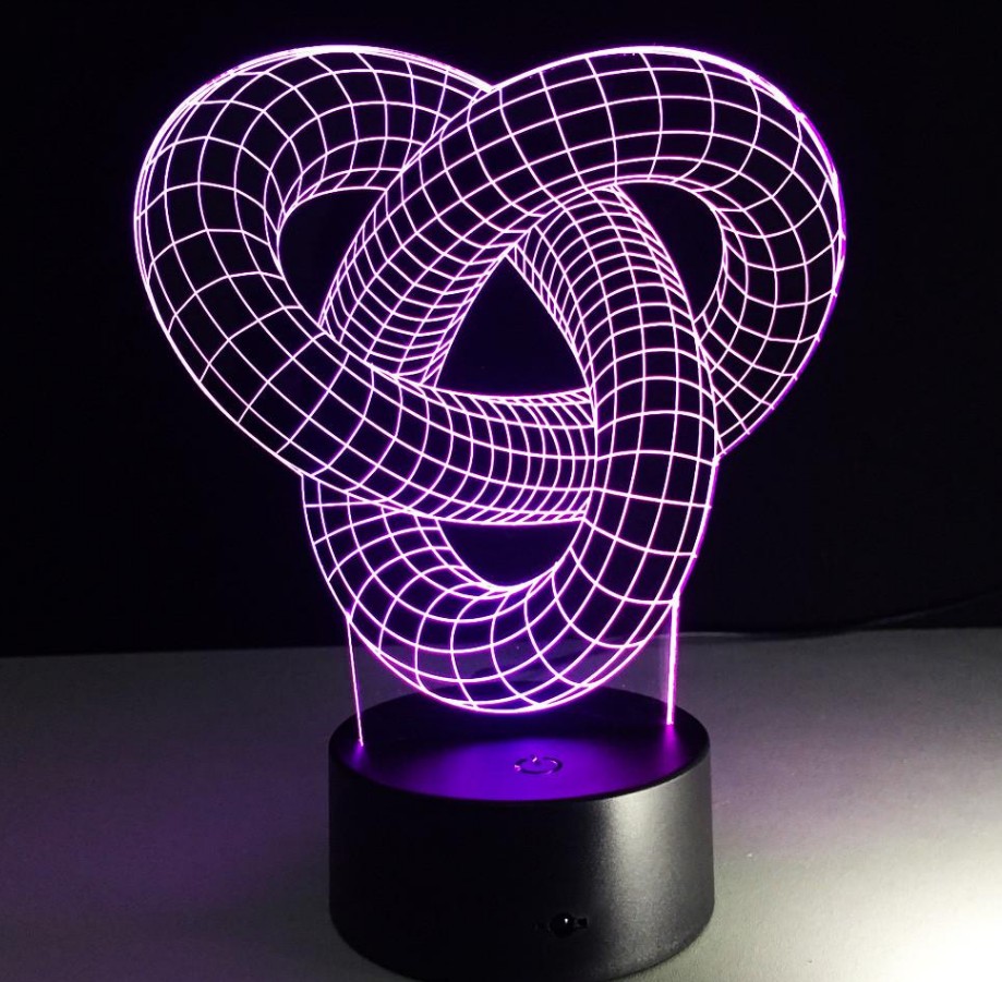 3D Optical Illusion LED Lamp — Holographic Knot Night Light, Remote & Touch Control