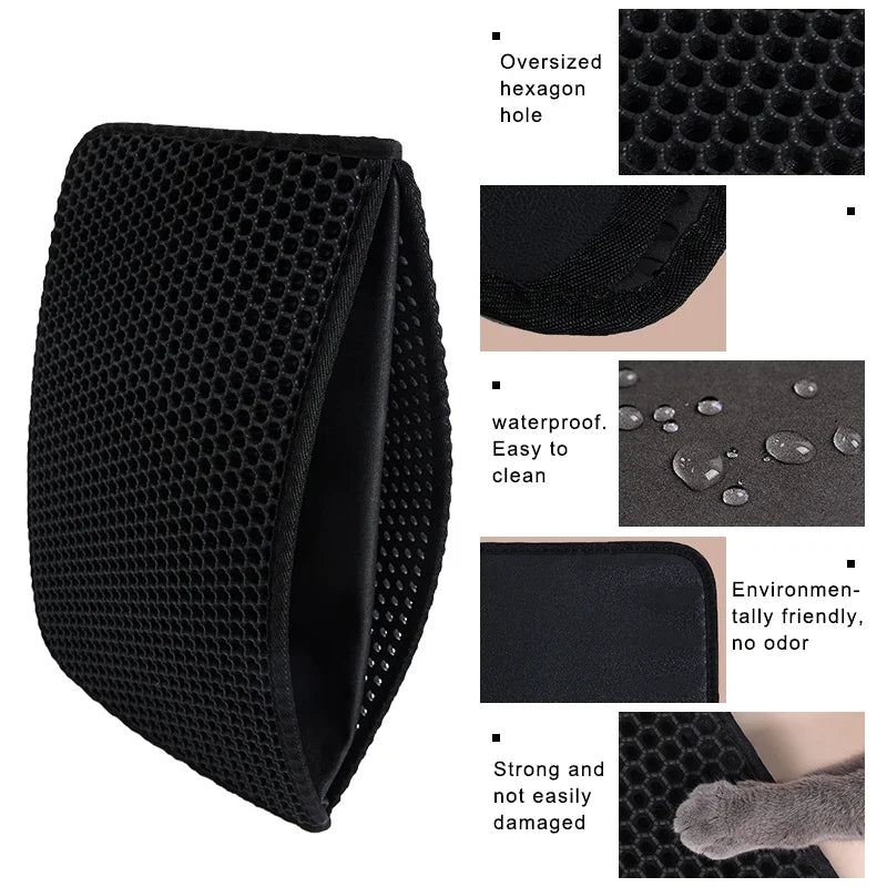 Premium Waterproof EVA Cat Litter Pad — Double Layer, Honeycomb Anti-Tracking, Easy Clean