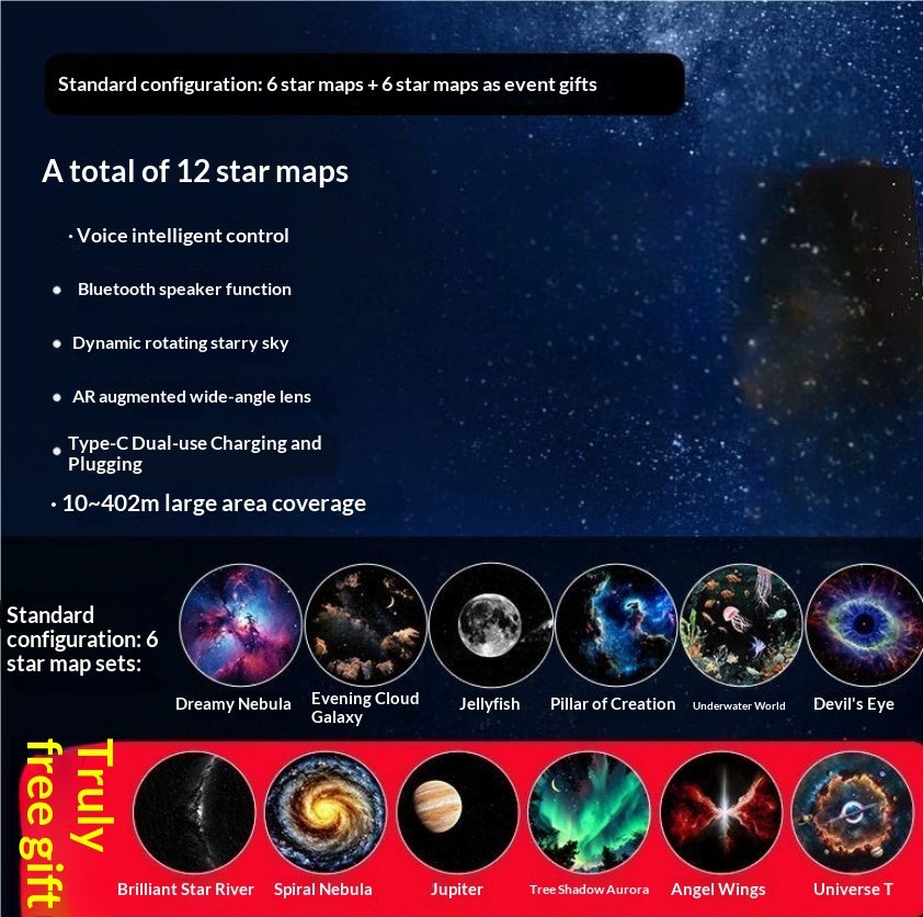 Luxury Starry Sky Projection Night Light — USB Ambient Mood Lamp for Bedroom & Nursery