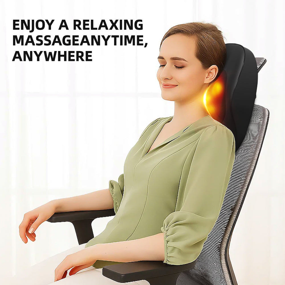 Luxury Smart Massage Cushion with Heat — 3 Speed Neck, Back & Shoulder Massager for Home, Office & Car