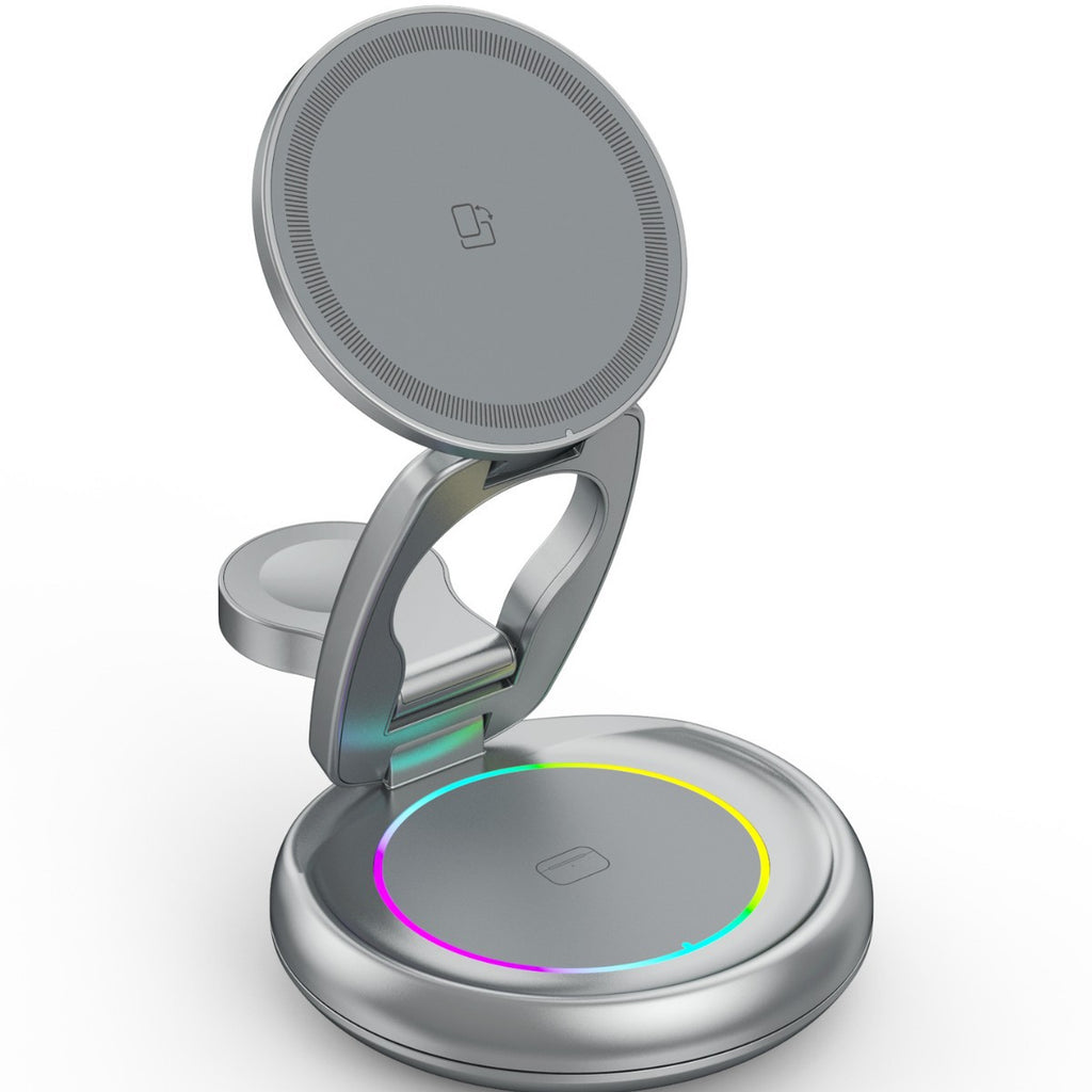 3-in-1 15W Magnetic Wireless Charger with Retractable Cord — iPhone, Apple Watch & AirPods