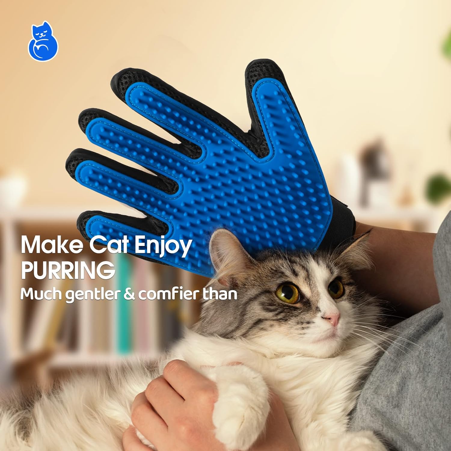 Pet Grooming Gloves — Gentle Hair Remover for Dogs & Cats