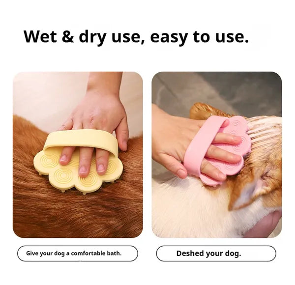 Pet Bath Massage Brush — Soothing Rubber Grooming Comb for Dogs & Cats