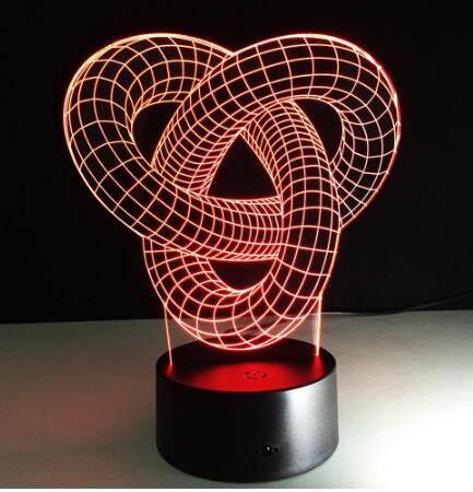 3D Optical Illusion LED Lamp — Holographic Knot Night Light, Remote & Touch Control