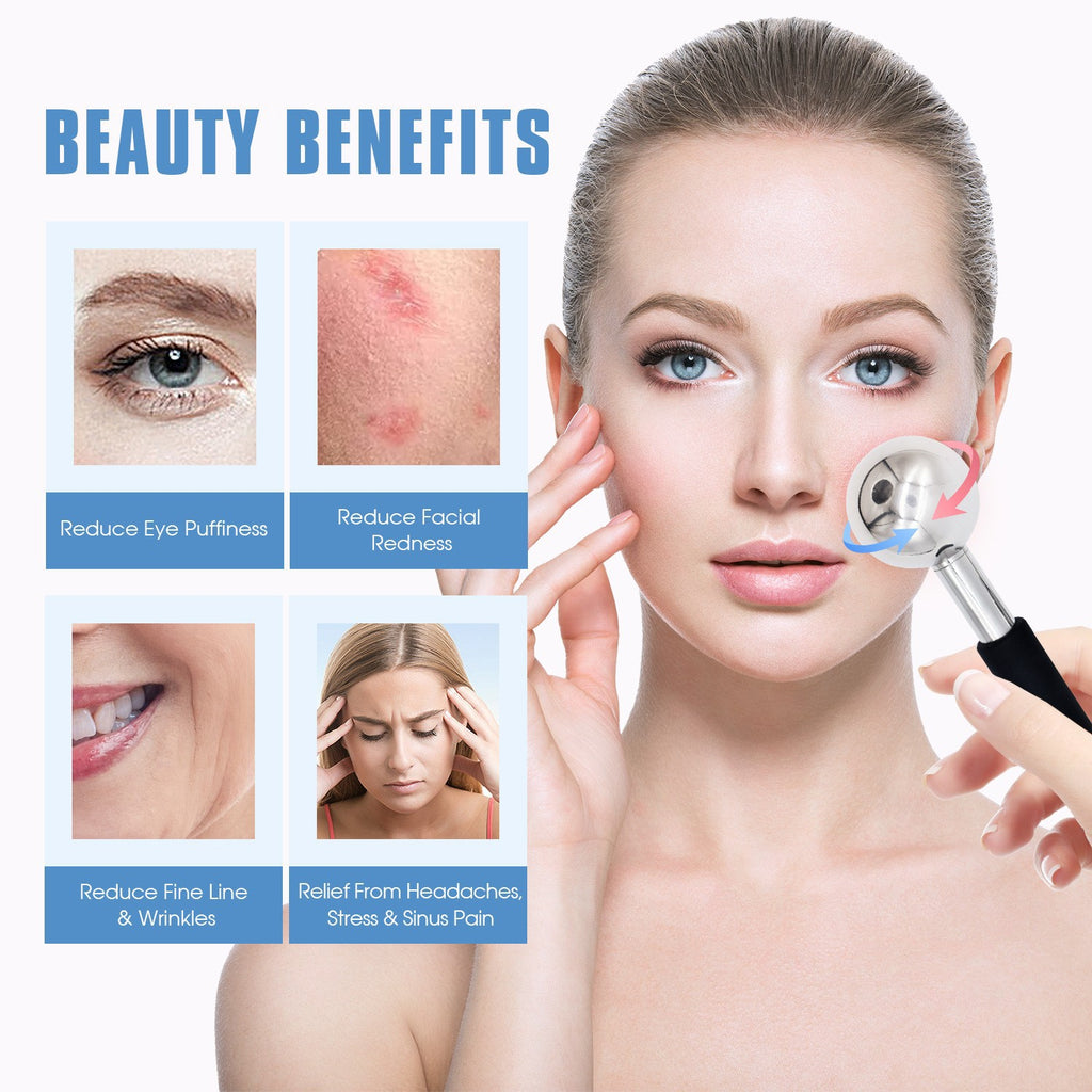 Luxury Stainless Steel Ice Facial Massage Roller — Cryo Stick Cooling Massager for Face Lifting & Depuffing
