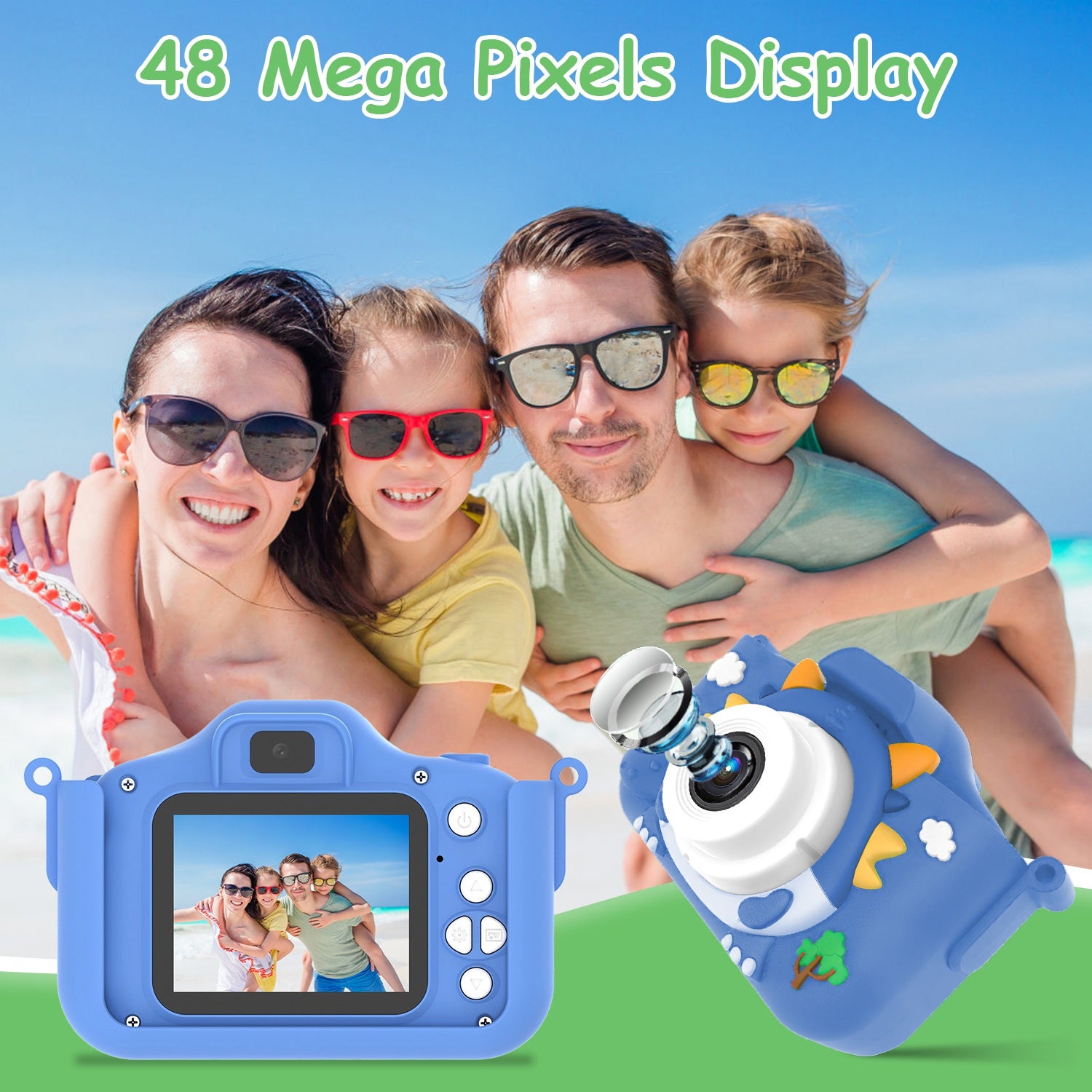 SnapPro™ 48MP Kids HD Camera — 1080P Dinosaur Selfie Cam with 32GB Card & Fast US Shipping