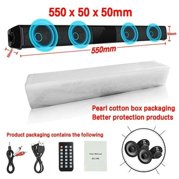 Home Theater Bluetooth Speaker System — 330mm & 550mm, Remote Control, Deep Bass, Black
