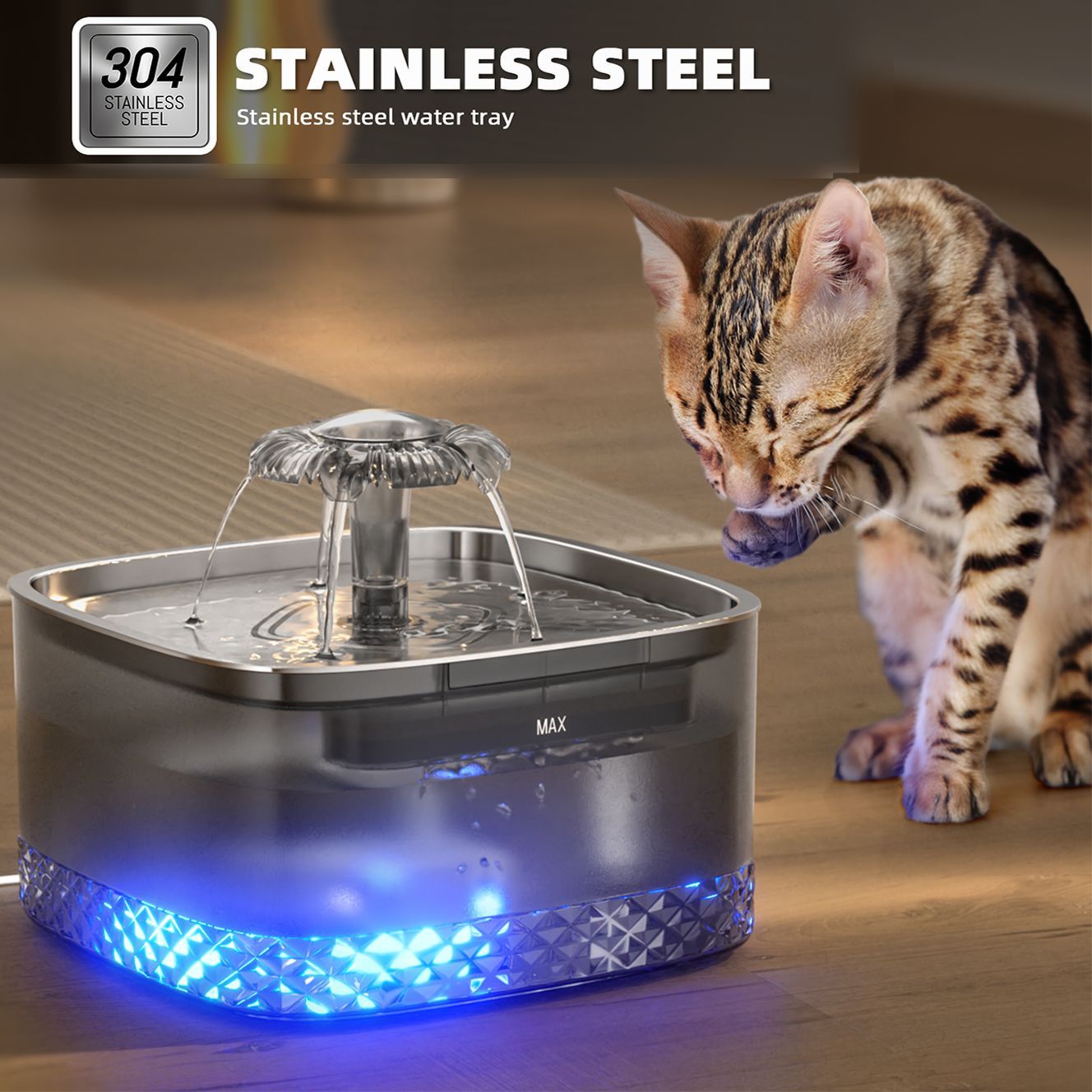 Luxury Stainless Steel Smart Cat Water Feeder — Auto-Flow Induction Fountain with Filter