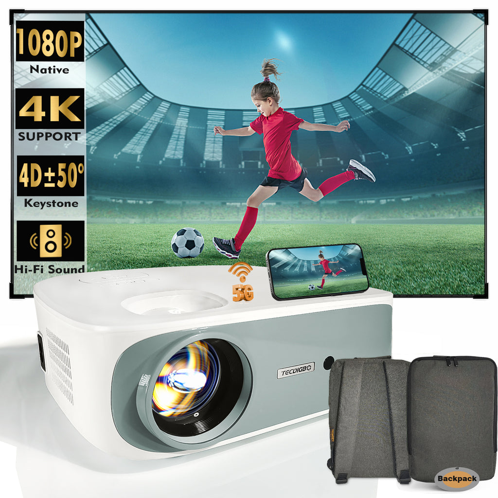 4K Smart Projector — Native 1080P, 9500 Lumens, 5G WiFi, Bluetooth 5.0, 4D Keystone