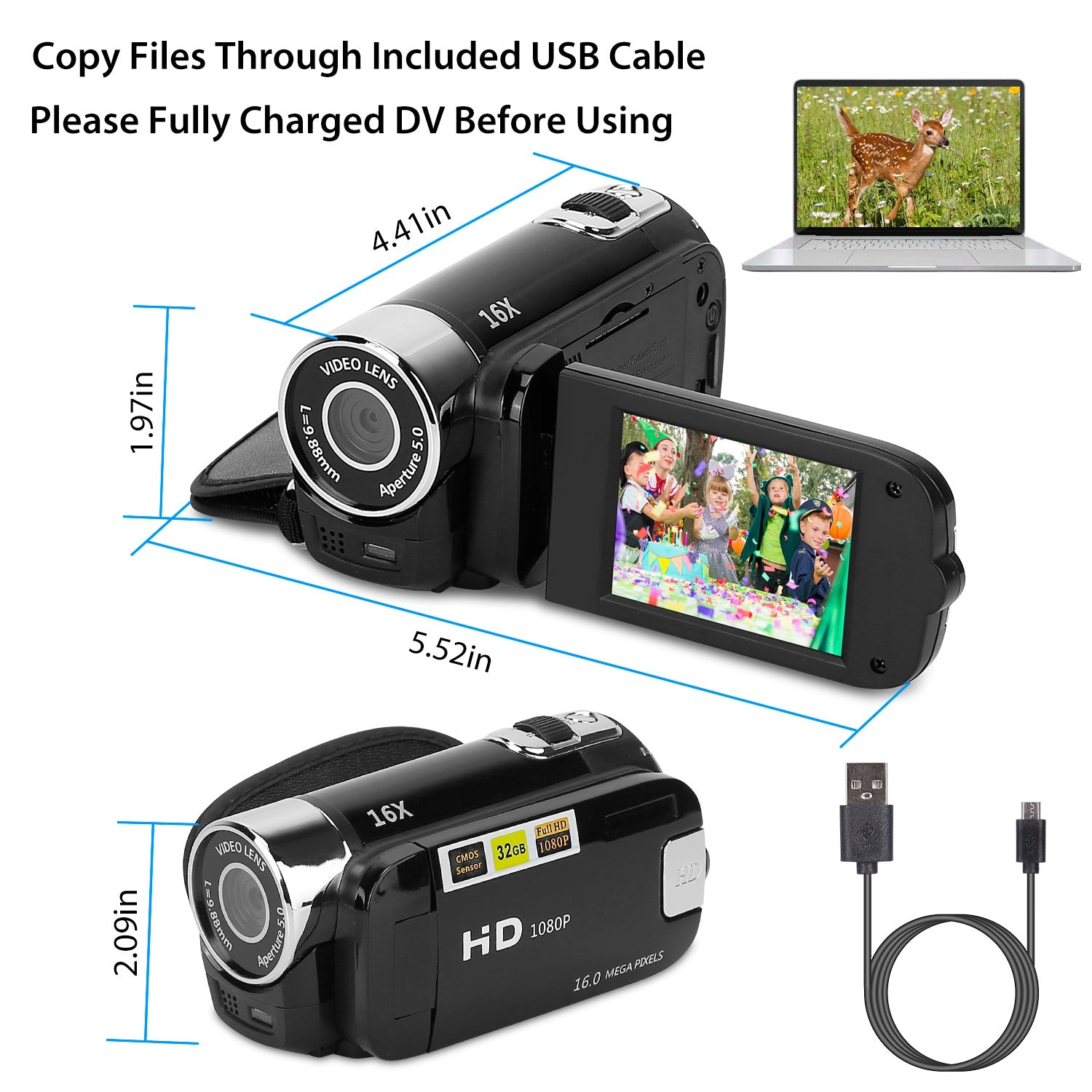 Luxury 270° Rotating Vlog Camera — 1080P HD, 16x Zoom, Built-in Fill Light & Selfie Mode