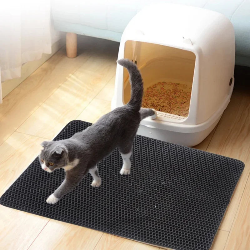 Premium Waterproof EVA Cat Litter Pad — Double Layer, Honeycomb Anti-Tracking, Easy Clean