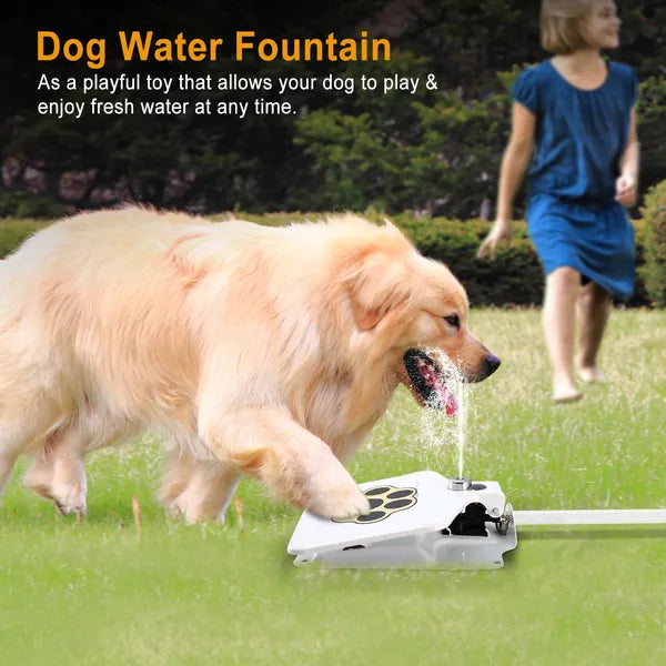 Dog Water Fountain — Step-On Activated Outdoor Pet Water Dispenser & Sprinkler