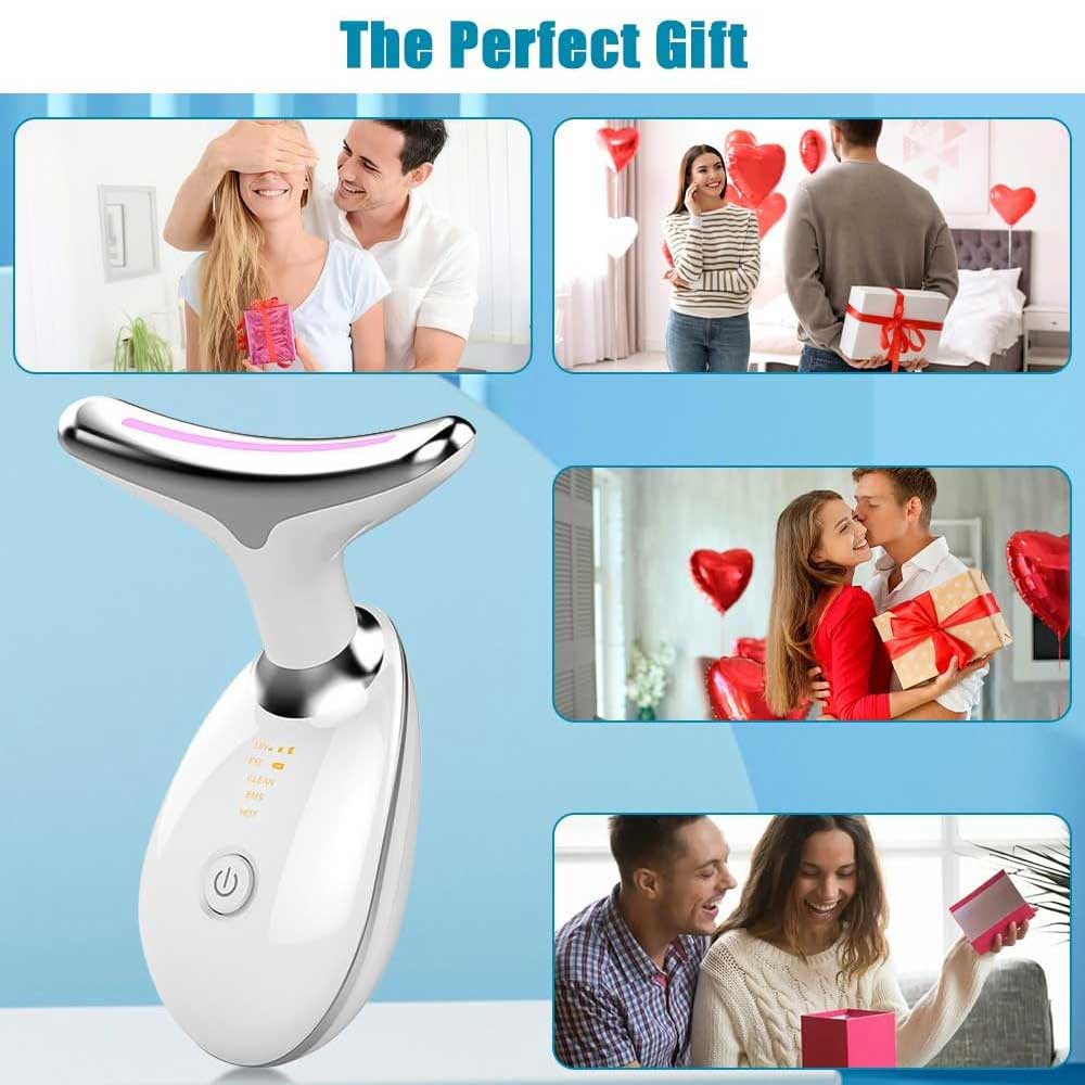 Luxury 3-Mode LED Face & Neck Sculpting Massager — EMS, Heat & Color Light for Double Chin & Jawline
