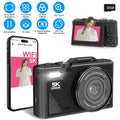 5K WiFi Vlogging Camera with Flip Screen, Fill Light & 2 Batteries
