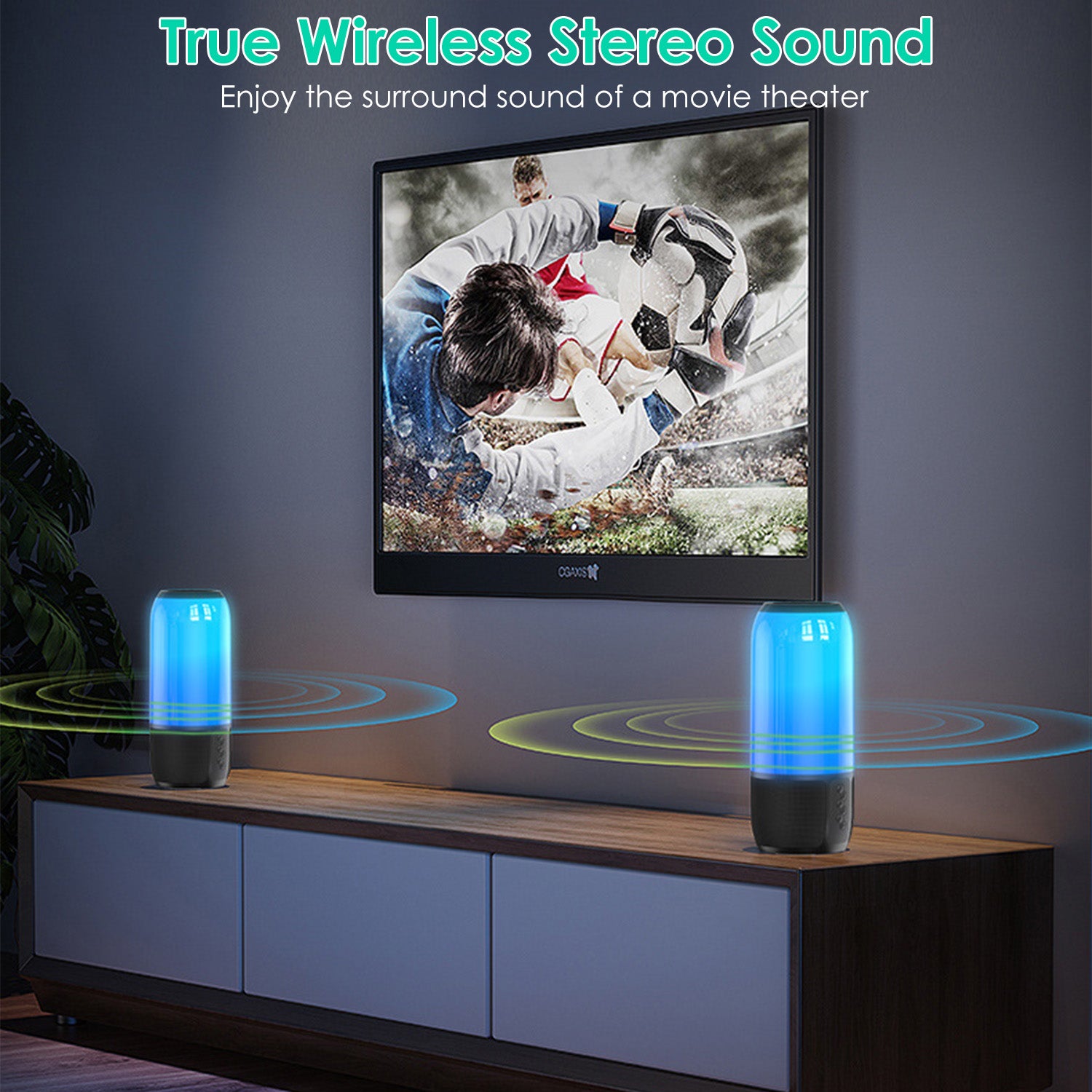 RGB Party Speaker — 6 Color Light Show, TWS Stereo, 10H Battery & Multi-Mode Playback