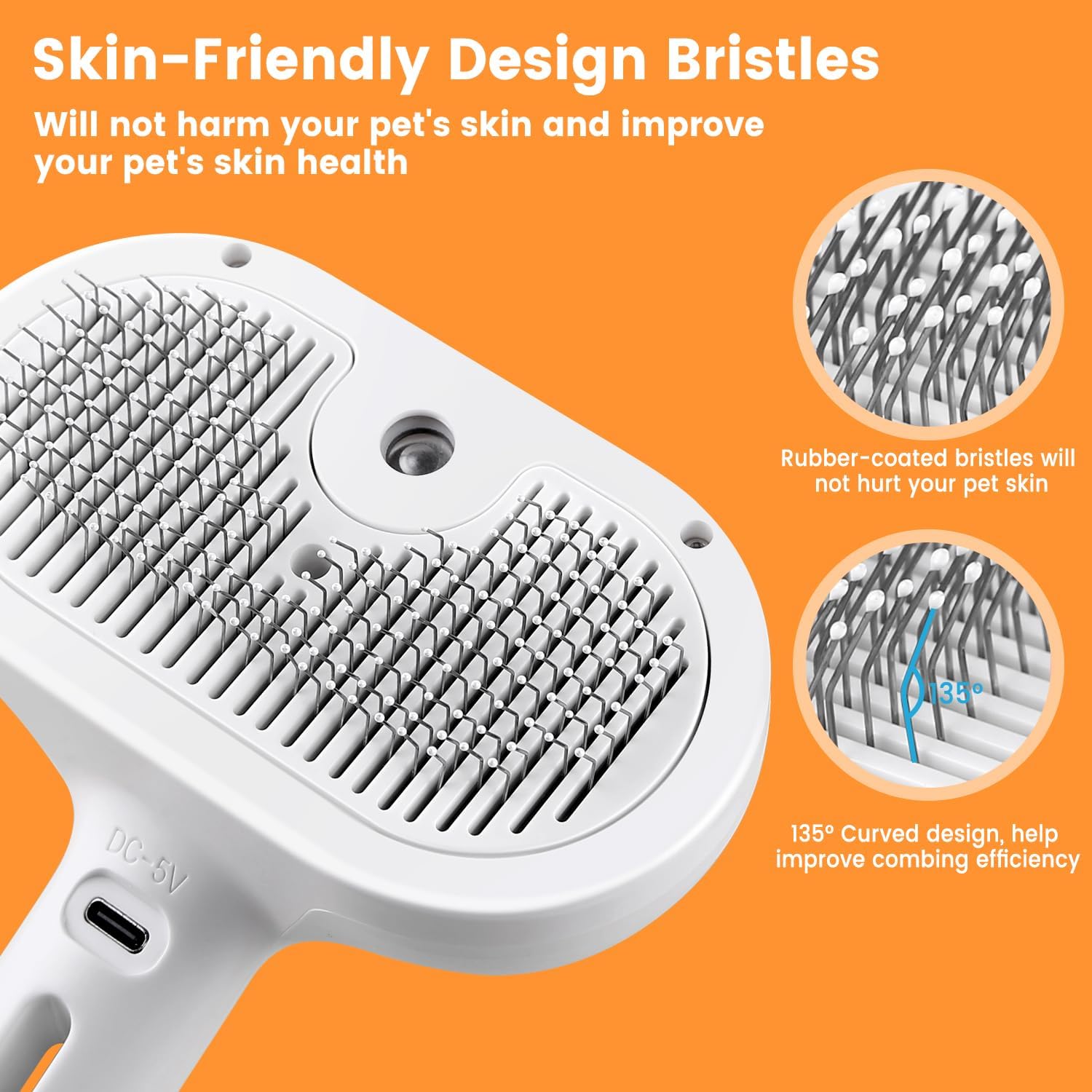 Image 1: "3-in-1 pet steam brush with water spray for cats and dogs"
Image 2: "Pet grooming brush with water mist spray and release button"
Image 3: "Steam brush grooming cat with water spray technology"
Image 4: "Self-cleaning pet brush with spray for long and short hair"
Image 5: "Water spray grooming comb removing pet hair and shedding"
Image 6: "3-in-1 steam brush with refillable water tank for pets"
Image 7: "Pet steam brush showing one-click release button feature"
Image 8: "Grooming brush with water 
