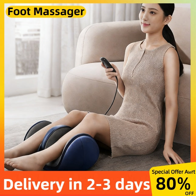 Luxury Shiatsu Electric Foot & Calf Massager with Heat — 3 Intensity Levels, Rolling Calf Massage
