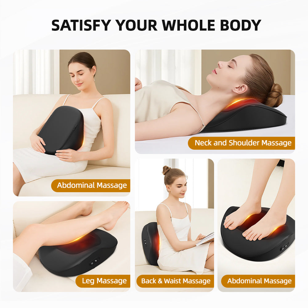 Luxury Smart Massage Cushion with Heat — 3 Speed Neck, Back & Shoulder Massager for Home, Office & Car