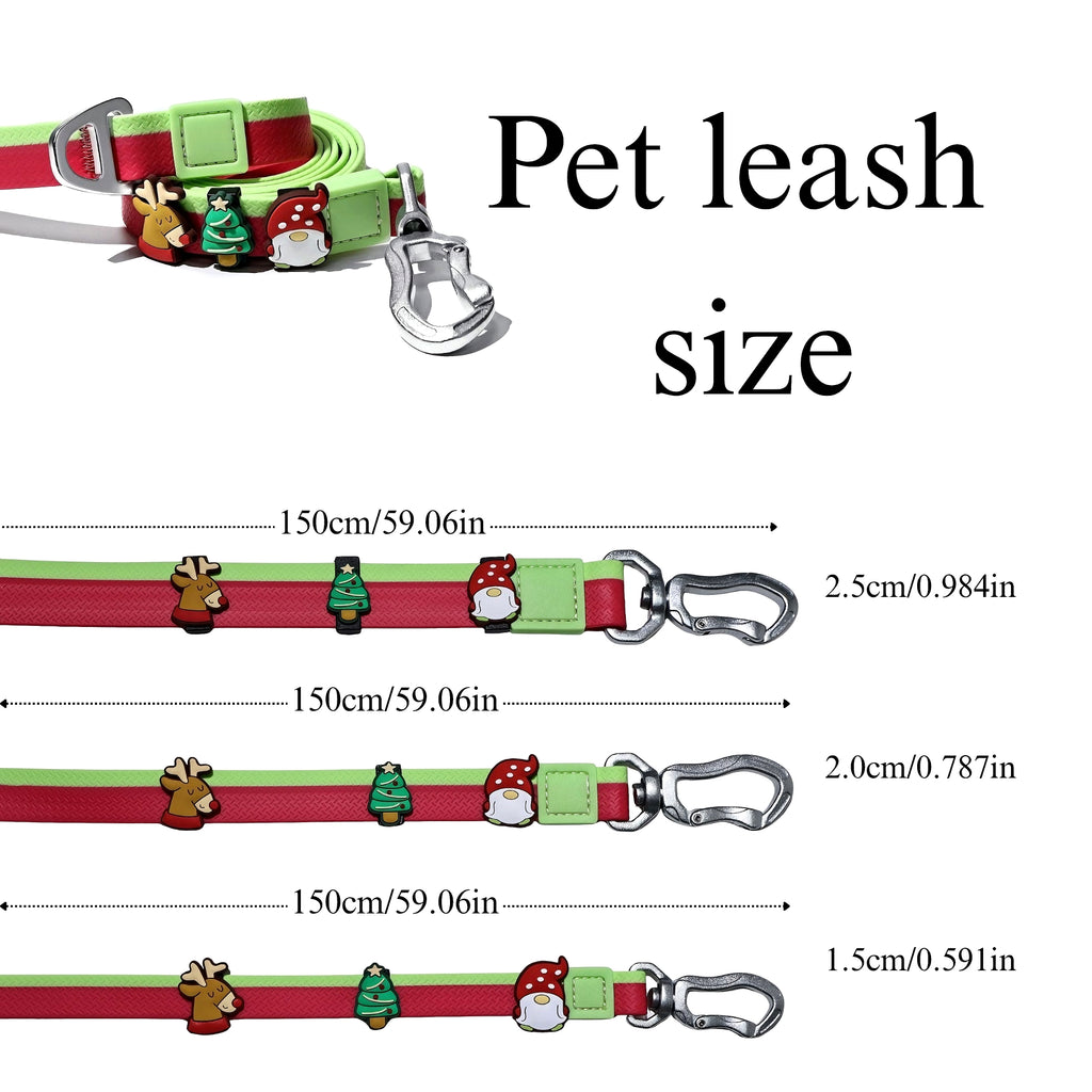 Dual-Color Embossed Pet Leash Set — Waterproof PVC Collar & Leash with DIY Accessories for Dogs