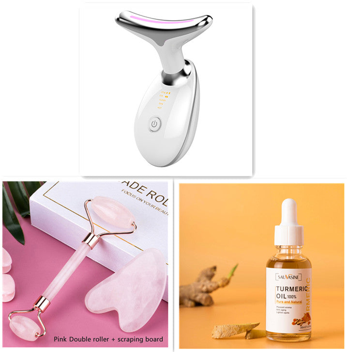 Luxury EMS Neck Lifting & Firming Device — Microcurrent, LED Photon Therapy & Thermal Wrinkle Remover