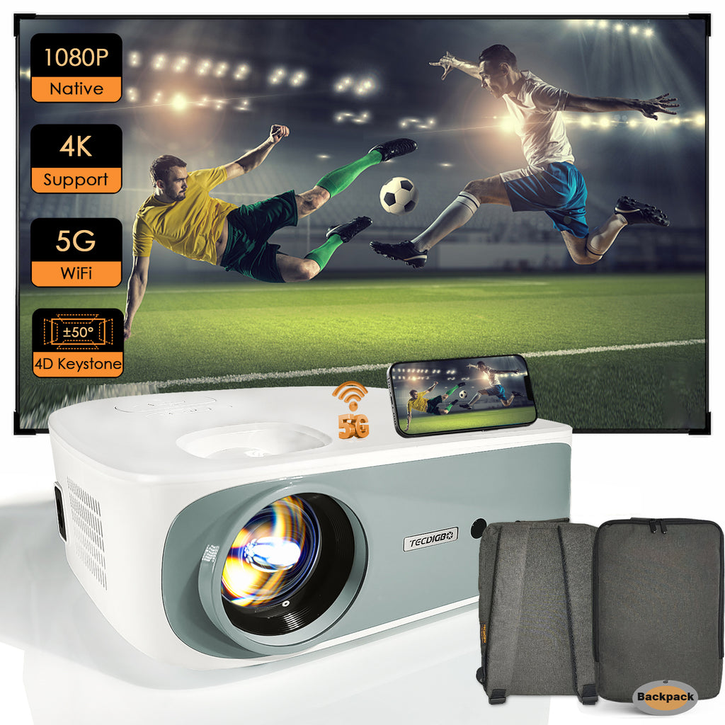 4K Smart Projector — Native 1080P, 9500 Lumens, 5G WiFi, Bluetooth 5.0, 4D Keystone