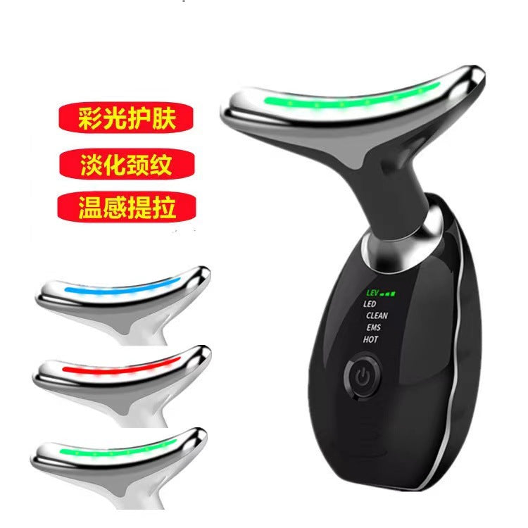 Luxury 7-Color LED EMS Face & Neck Beauty Massager — Negative Ion, Infrared, Ultrasonic Skin Rejuvenation