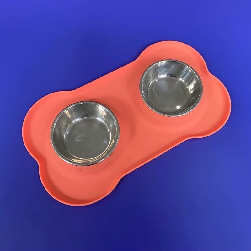 Luxury Silicone Foldable Anti-Spill Pet Double Bowl – Portable Travel Bowl for Cats & Dogs