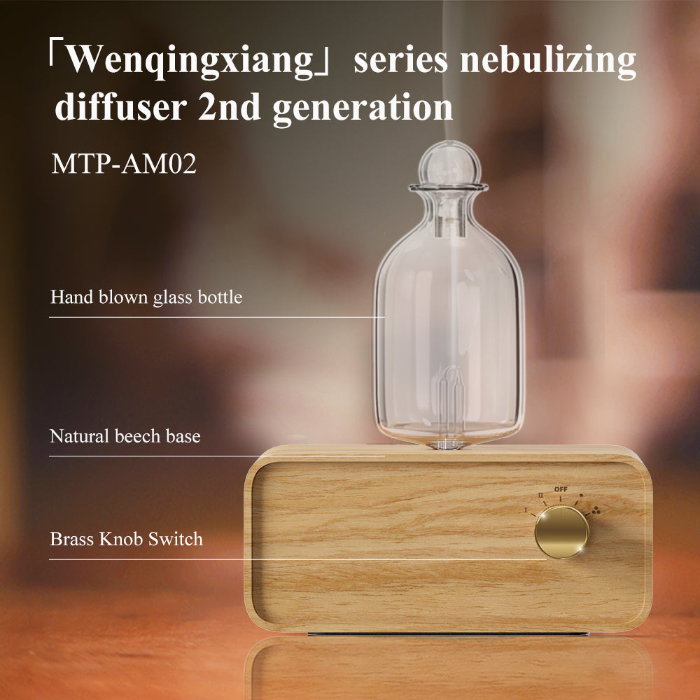 Luxury Waterless Essential Oil Aroma Diffuser — Wood & Glass Scent Machine, Home & Office