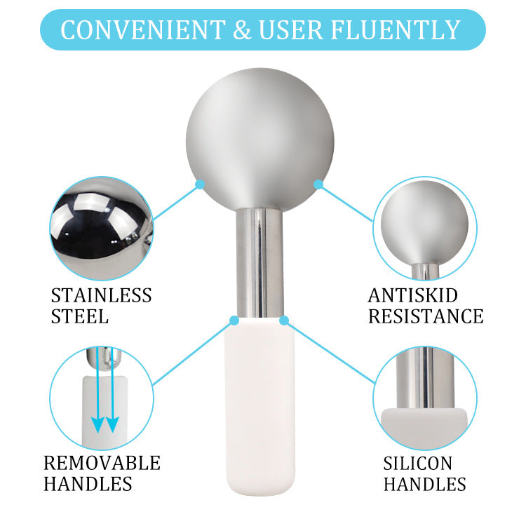 Luxury Stainless Steel Ice Facial Massage Roller — Cryo Stick Cooling Massager for Face Lifting & Depuffing