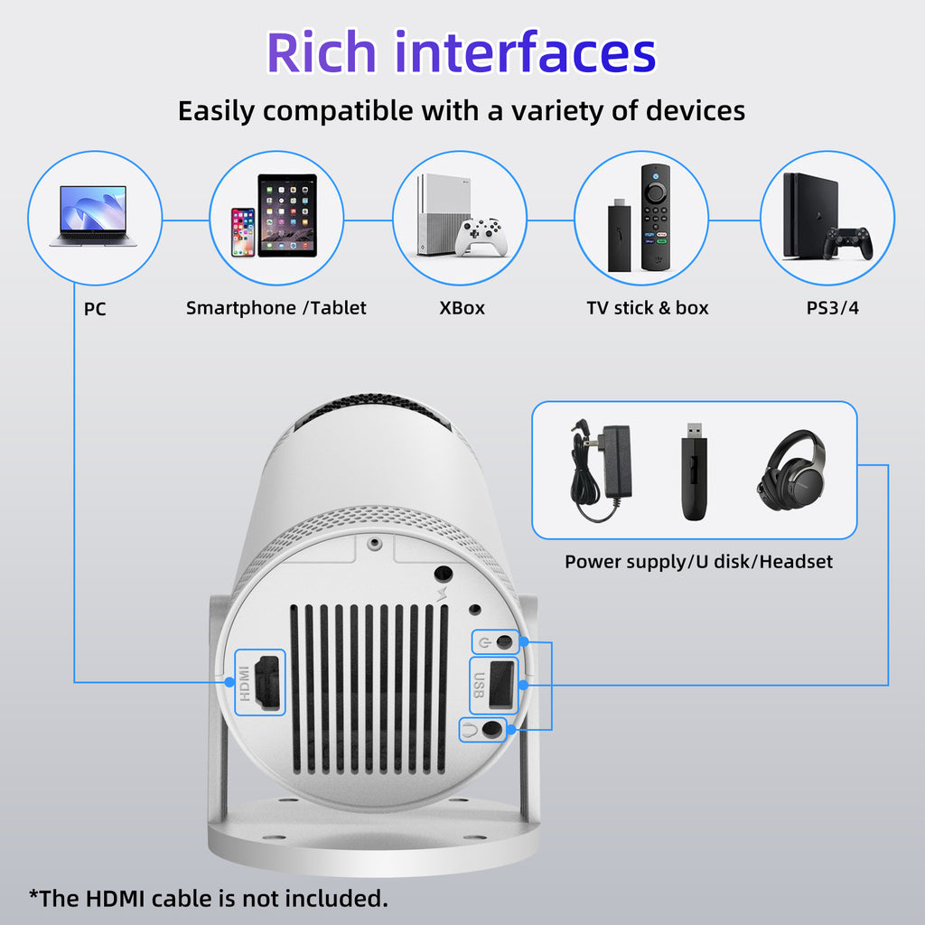 CinemaMax™ HD Portable Projector — Wireless & Wired Screen Mirror | Movie Night Gift