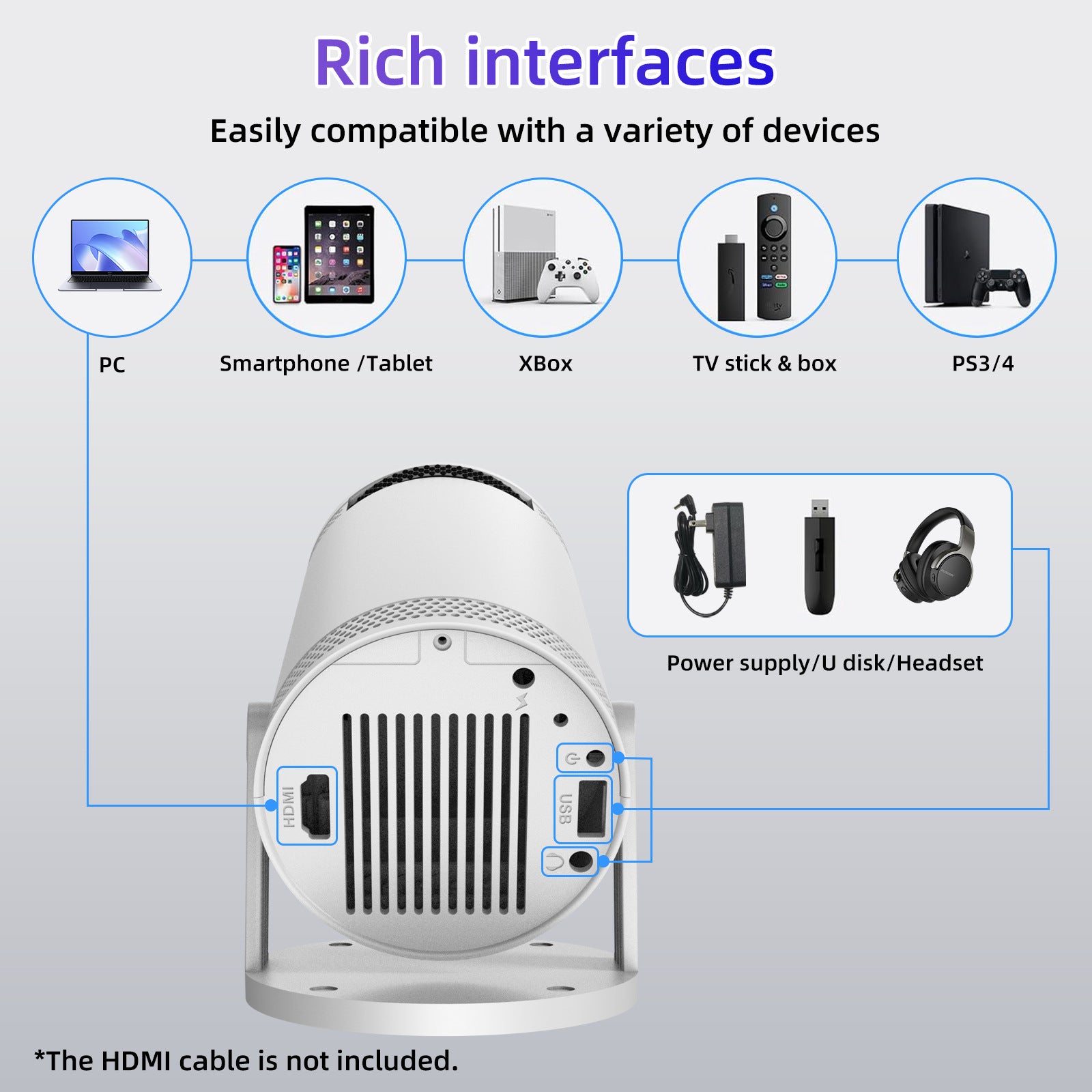 CinemaMax™ HD Portable Projector — Wireless & Wired Screen Mirror | Movie Night Gift
