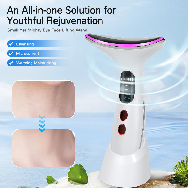 Luxury EMS Color Light Face & Neck Beauty Device — Lift, Firm & Slim with Vibration Massage