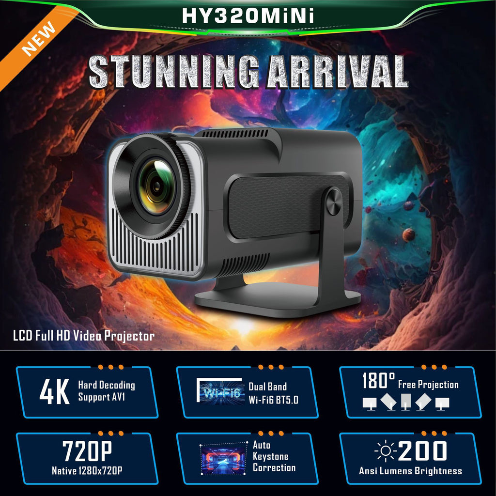 CinemaVision™ HY320 Mini Projector — 720P Android Smart Home Theater