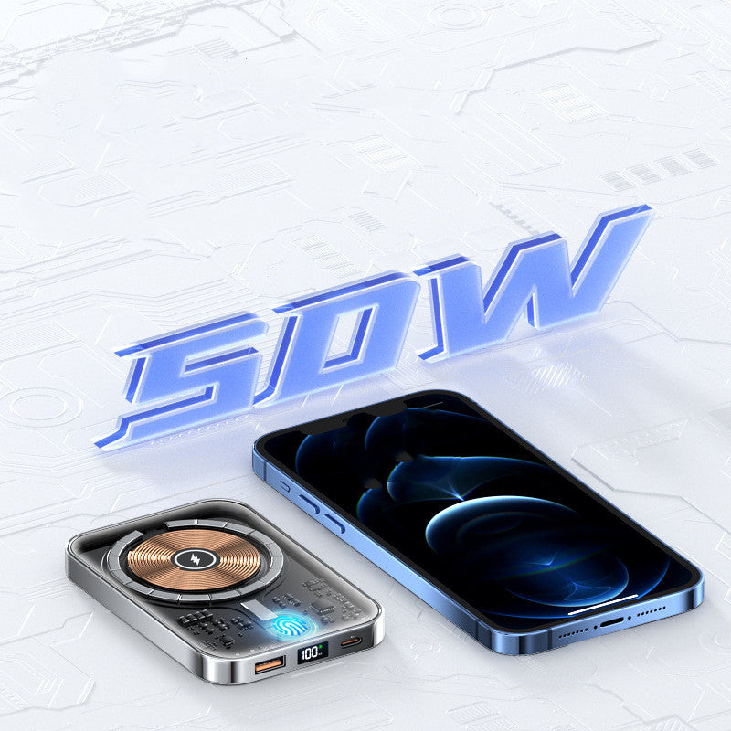 Transparent Wireless Magnetic Power Bank | 10000mAh MagSafe Compatible Fast Charge