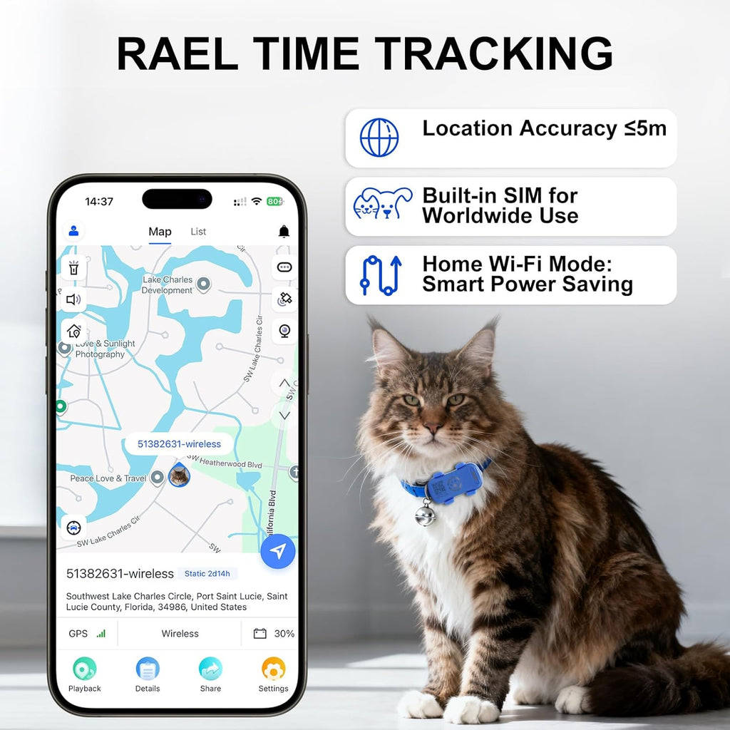 SmartPaw GPS Pet Tracker – Real-Time Anti-Lost Dog Collar Device with Geofence & Sound Alarm