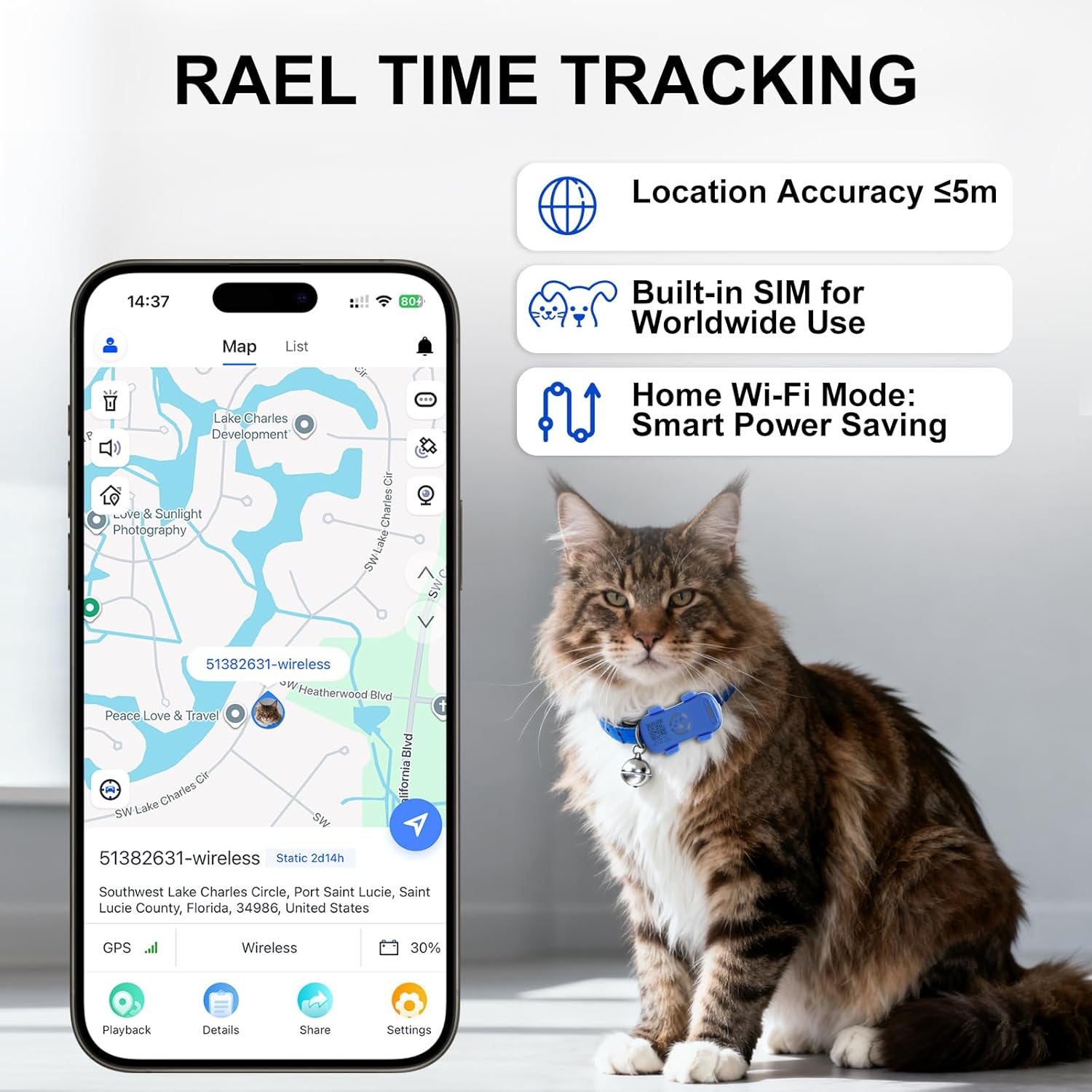 SmartPaw GPS Pet Tracker – Real-Time Anti-Lost Dog Collar Device with Geofence & Sound Alarm