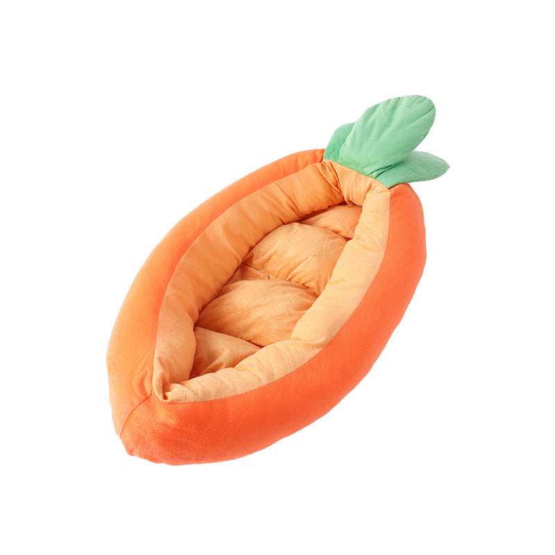 Premium Carrot Cat Pet Bed — Novelty Soft Cloth Kennel, Cozy & Cute, 2 Sizes