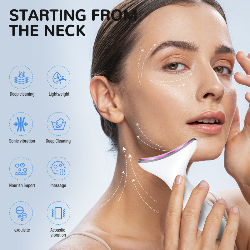 Luxury EMS Color Light Face & Neck Beauty Device — Lift, Firm & Slim with Vibration Massage