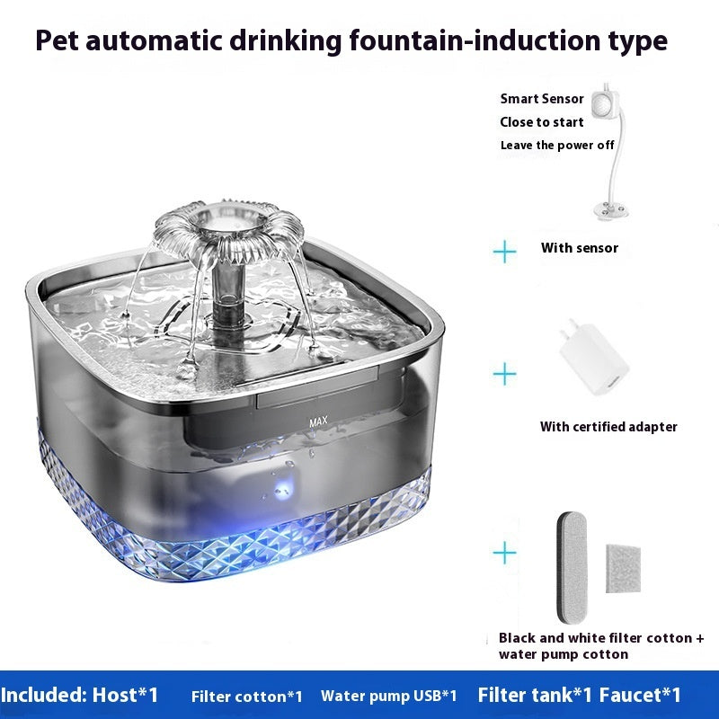 Luxury Stainless Steel Smart Cat Water Feeder — Auto-Flow Induction Fountain with Filter