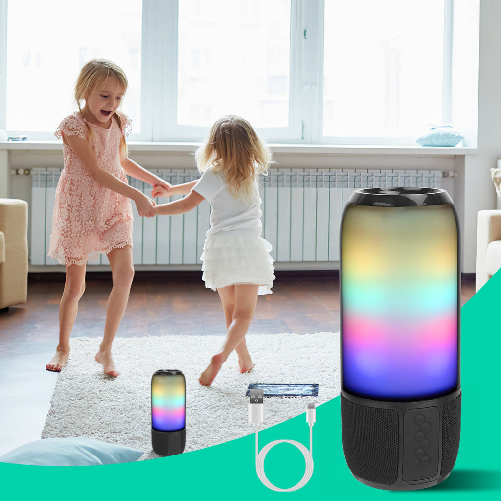 RGB Party Speaker — 6 Color Light Show, TWS Stereo, 10H Battery & Multi-Mode Playback