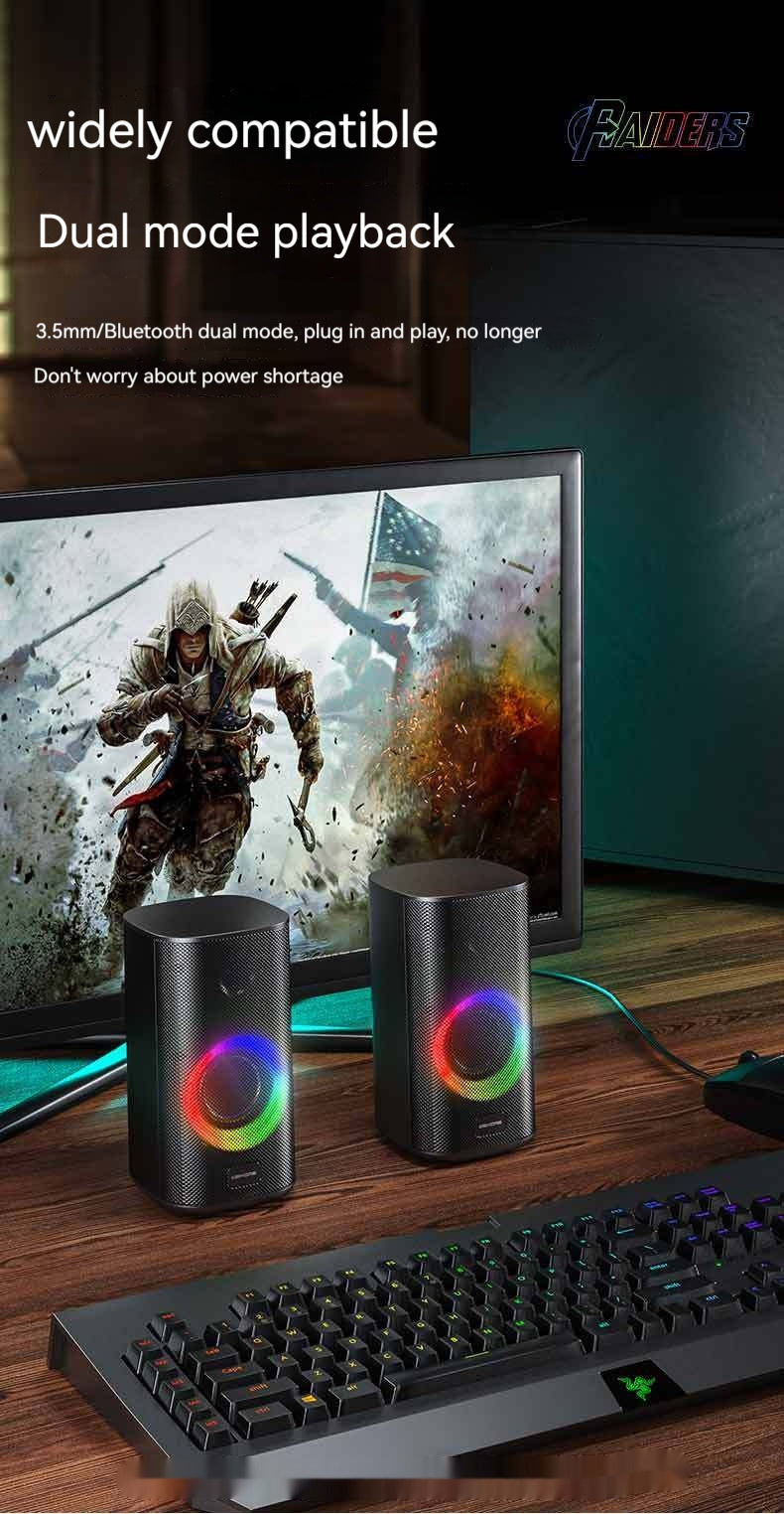 RGB Gaming Desktop Bluetooth Speaker | Dual Stereo Sound, LED Light Show & USB Powered