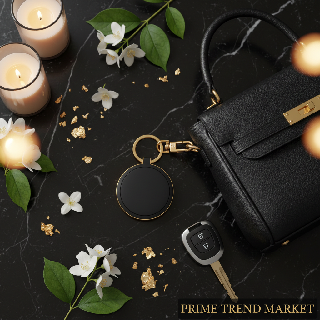Black Plating Tracker on Gold Keyring with Luxury Bag