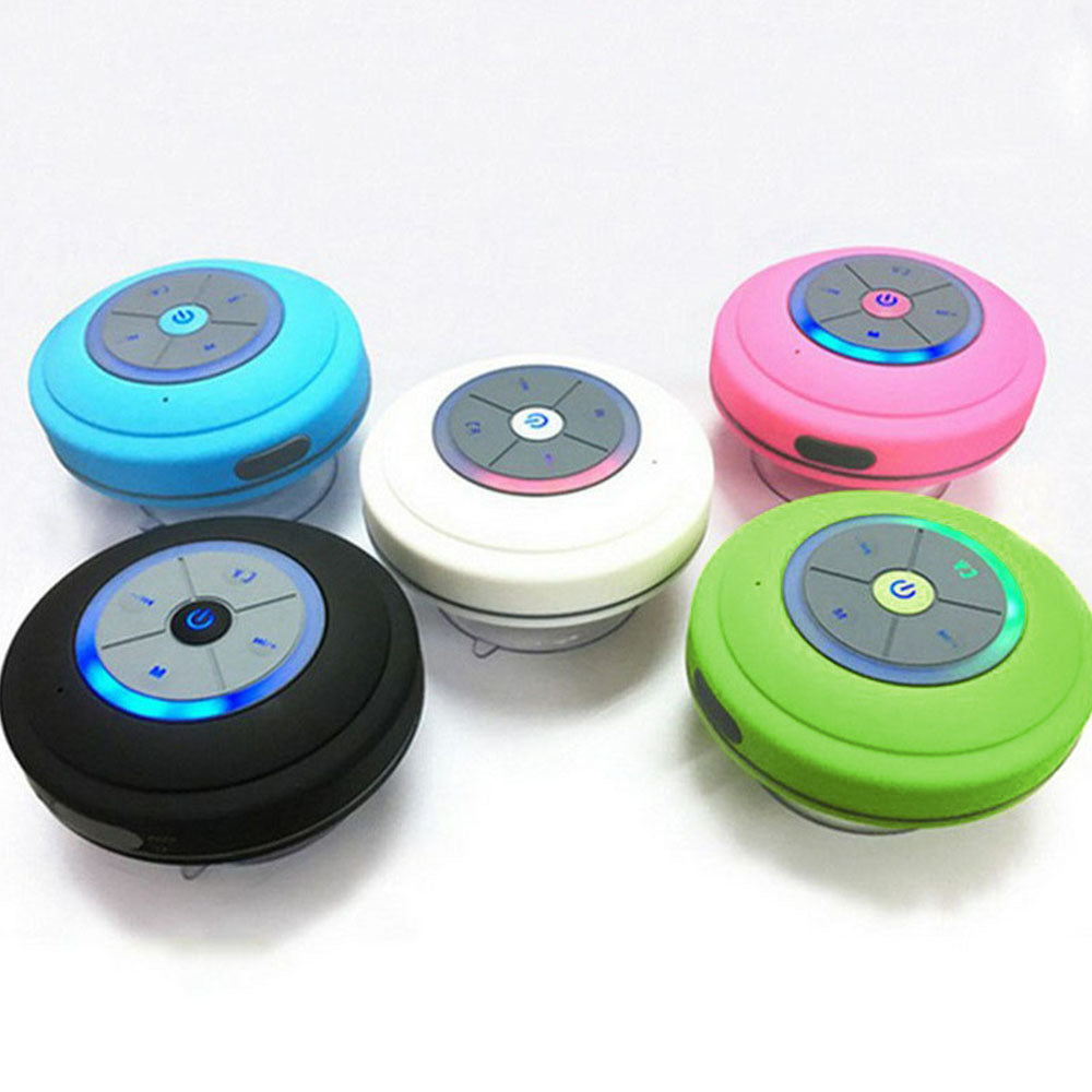 Waterproof Suction Cup Bluetooth Speaker — Shower & Outdoor Mini Speaker, BT 4.0, FM Radio, 5 Colors