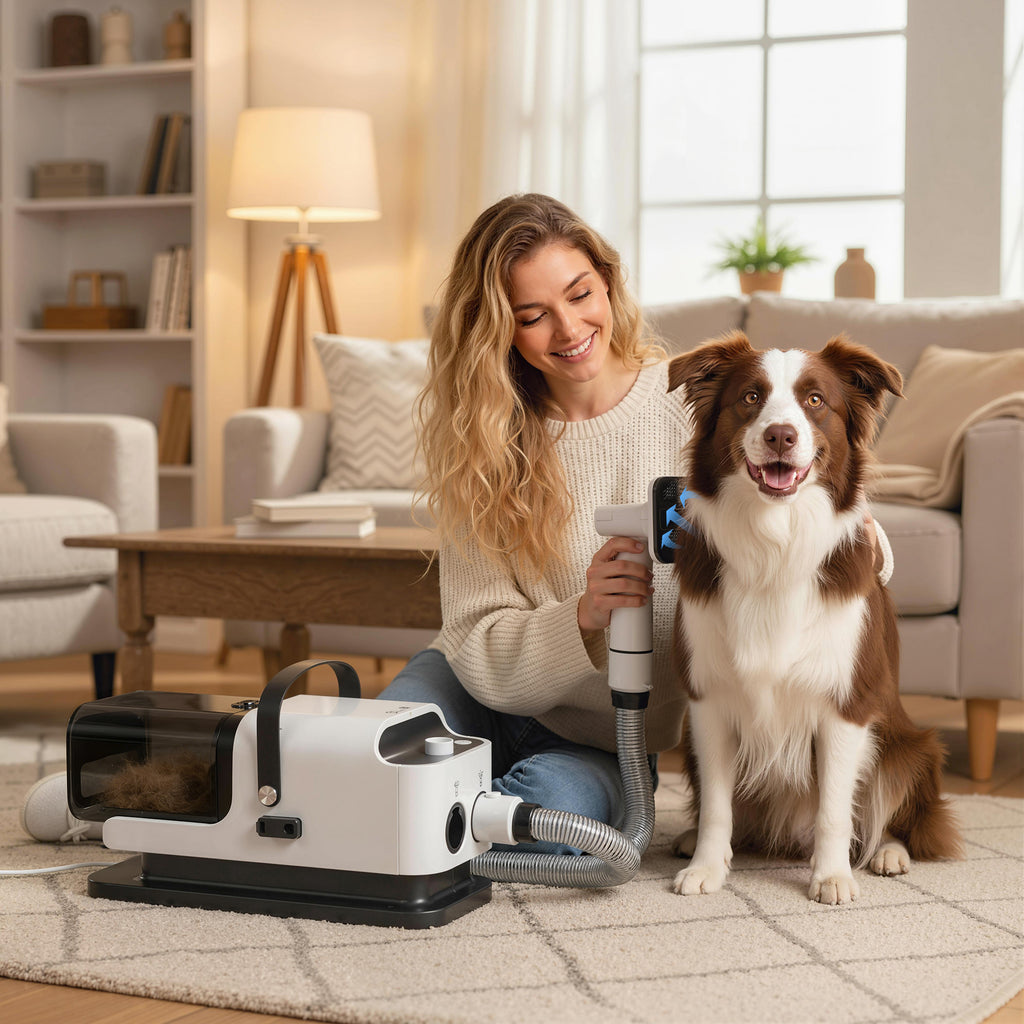 GroomPro™ 5-in-1 Professional Dog Grooming Vacuum & Dryer Kit — Low Noise, Smart Temp Control