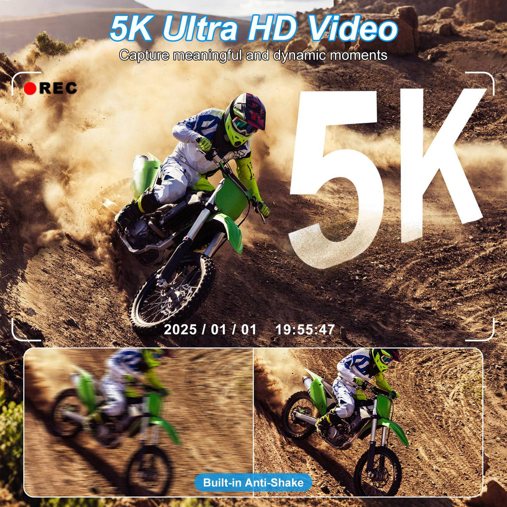 5K WiFi Vlogging Camera with Flip Screen, Fill Light & 2 Batteries