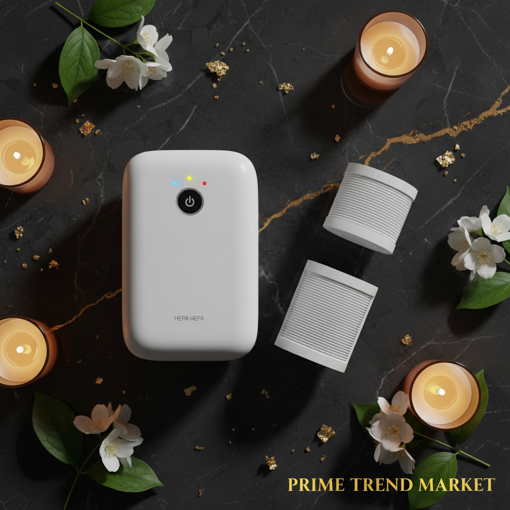 Car HEPA Purifier - Unit + Filter Flat Lay