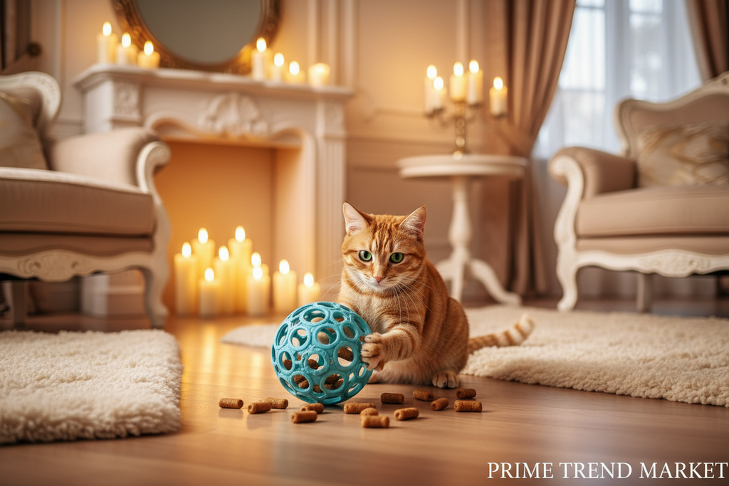 Cat Batting Lake Blue Ball