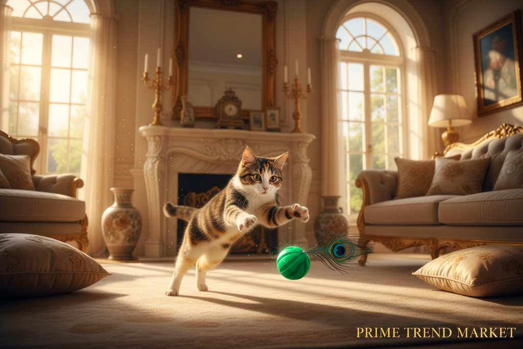 Cat Chasing Green Ball